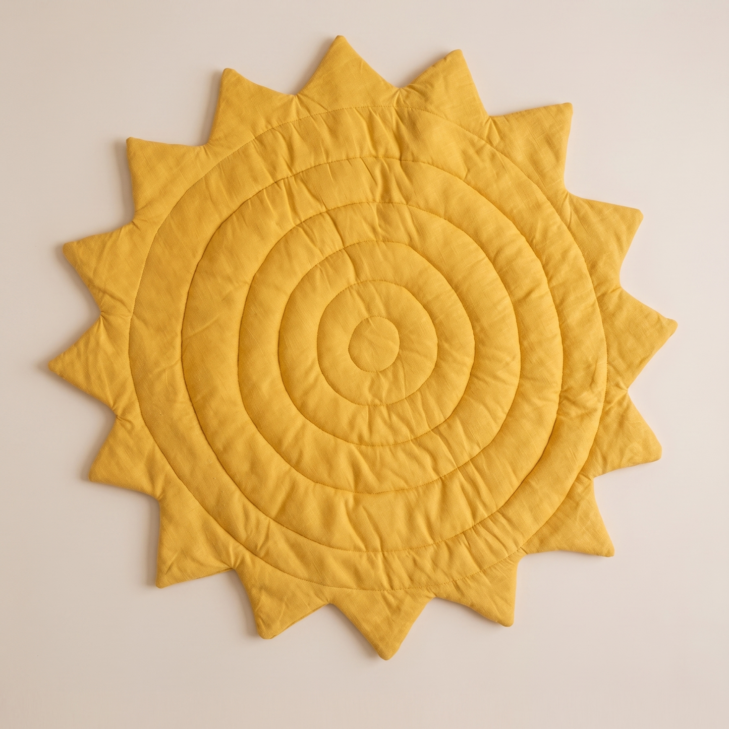 Linen sun play mat top view, soft padded baby mat, Montessori nursery decor"