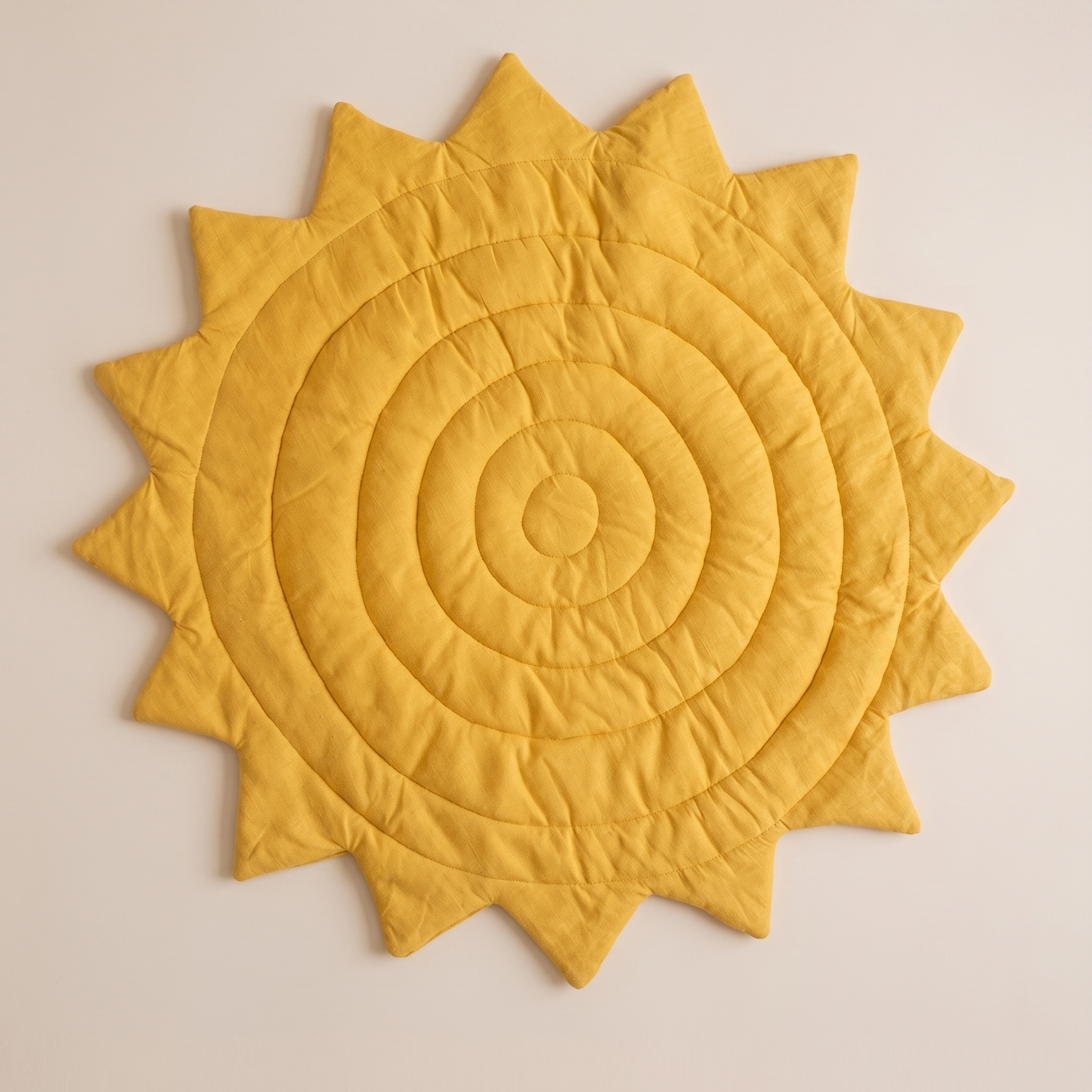 Linen sun play mat top view, soft padded baby mat, Montessori nursery decor"
