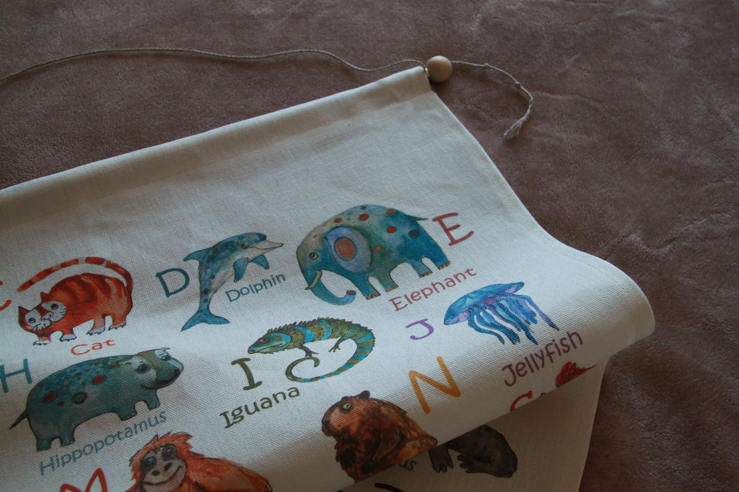 Handmade linen alphabet banner, nursery wall decoration, natural materials"