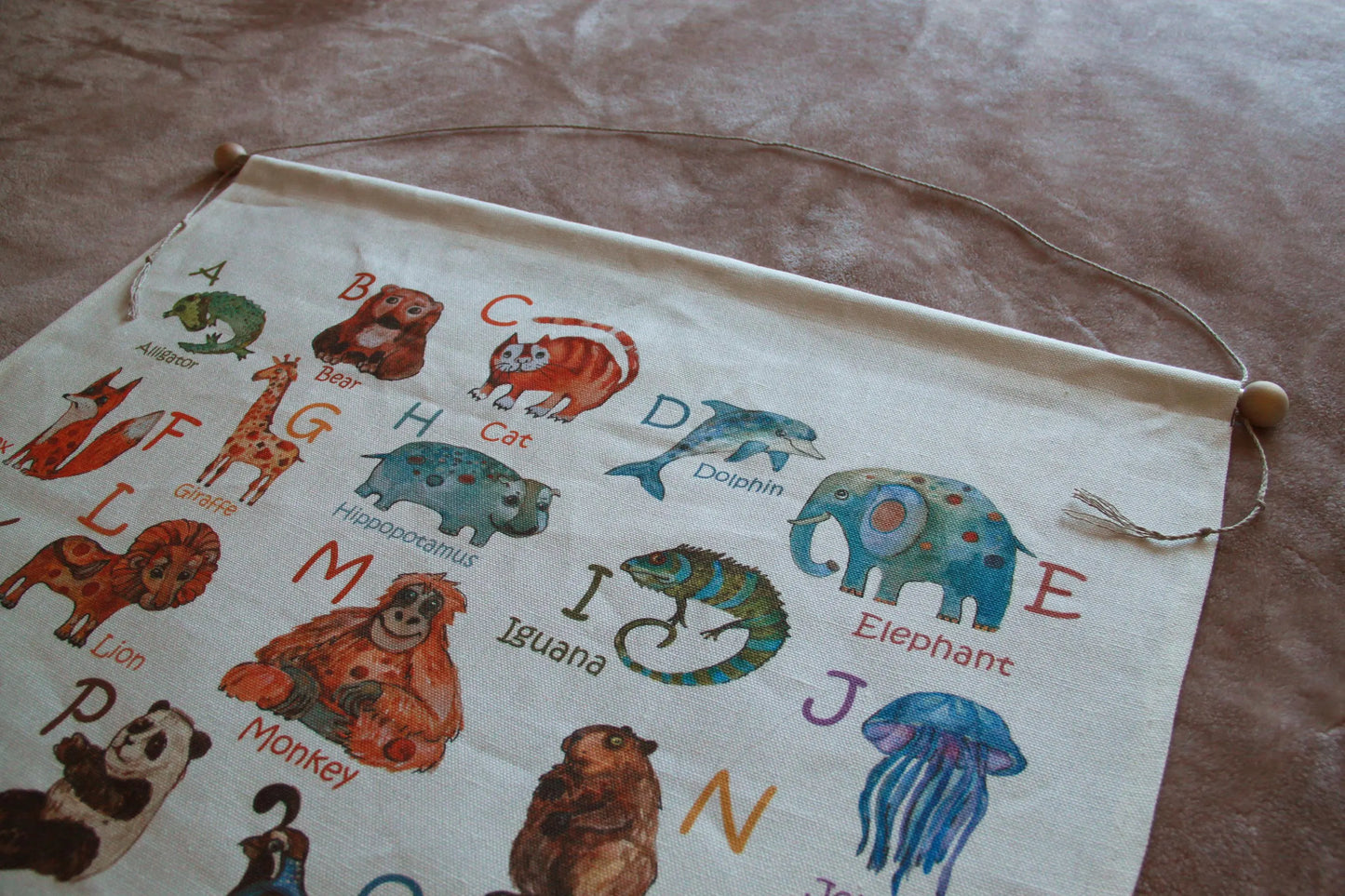 Handmade linen alphabet banner, nursery wall decoration, natural materials"