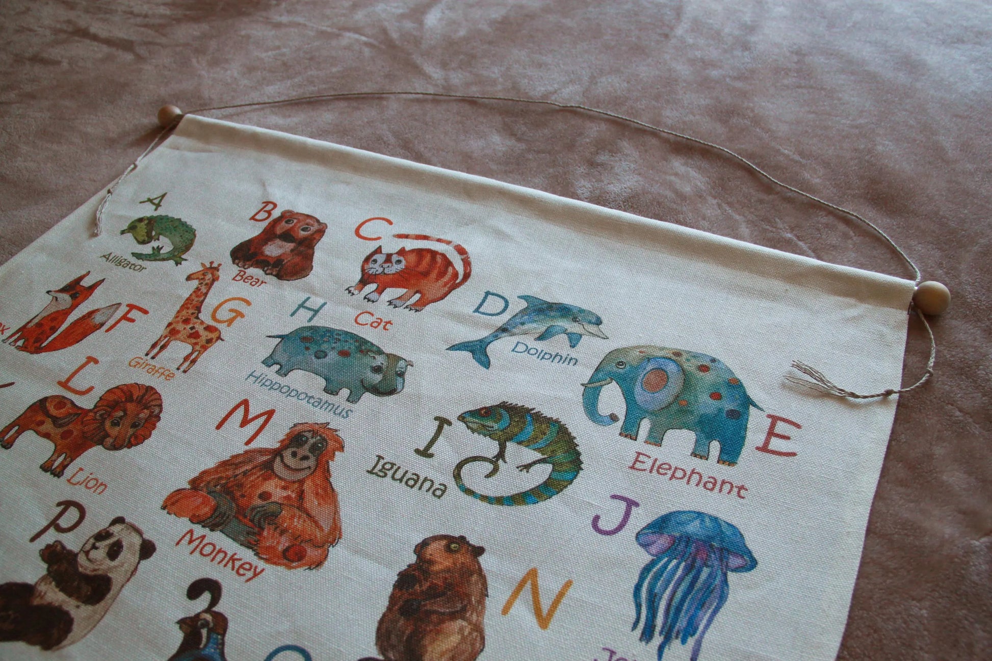 Handmade linen alphabet banner, nursery wall decoration, natural materials"